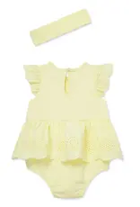 Little Me Yellow Eyelet Bubble & Headband