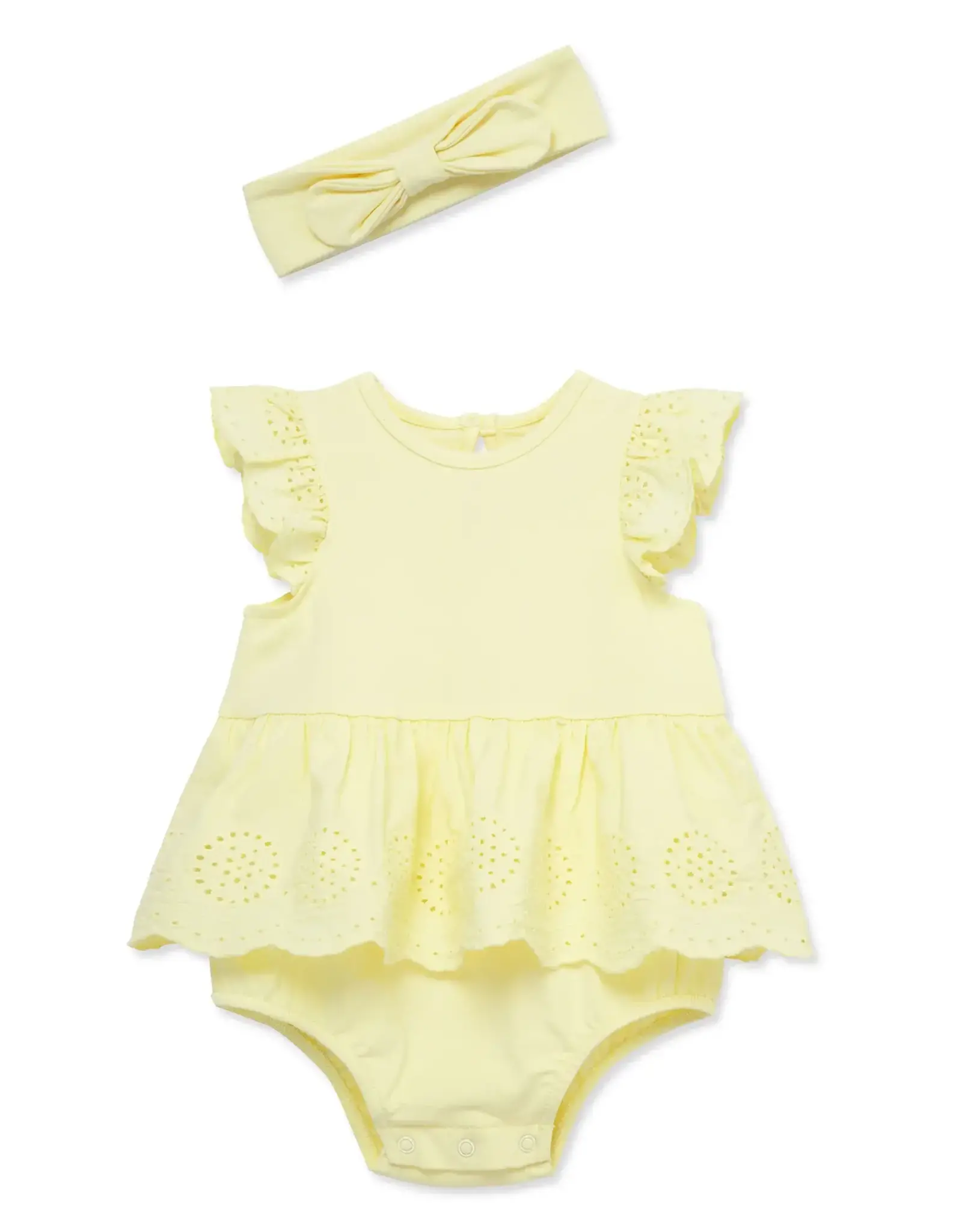 Little Me Yellow Eyelet Bubble & Headband