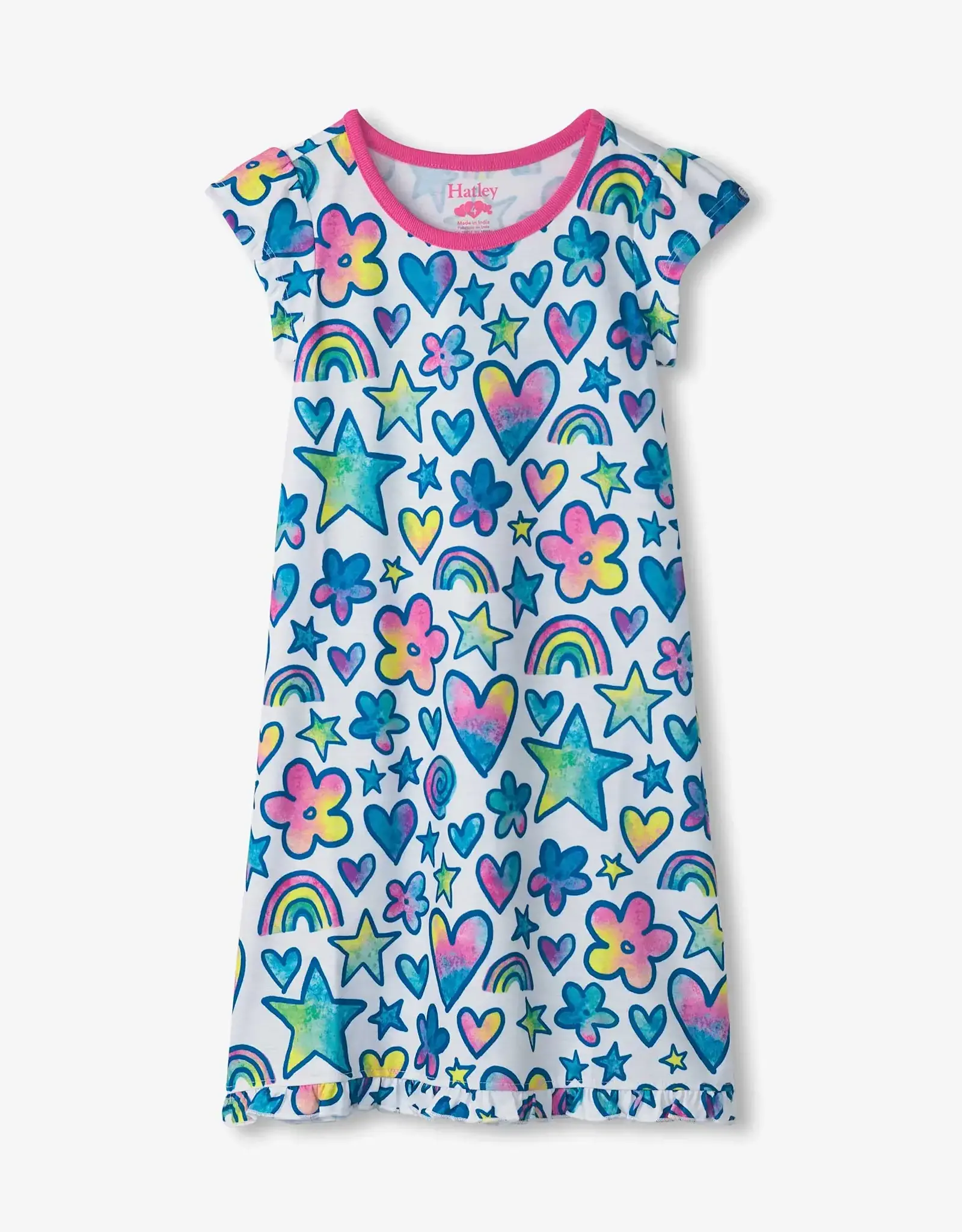 Hatley Watercolour Doodles Ruffle Hem Night Dress