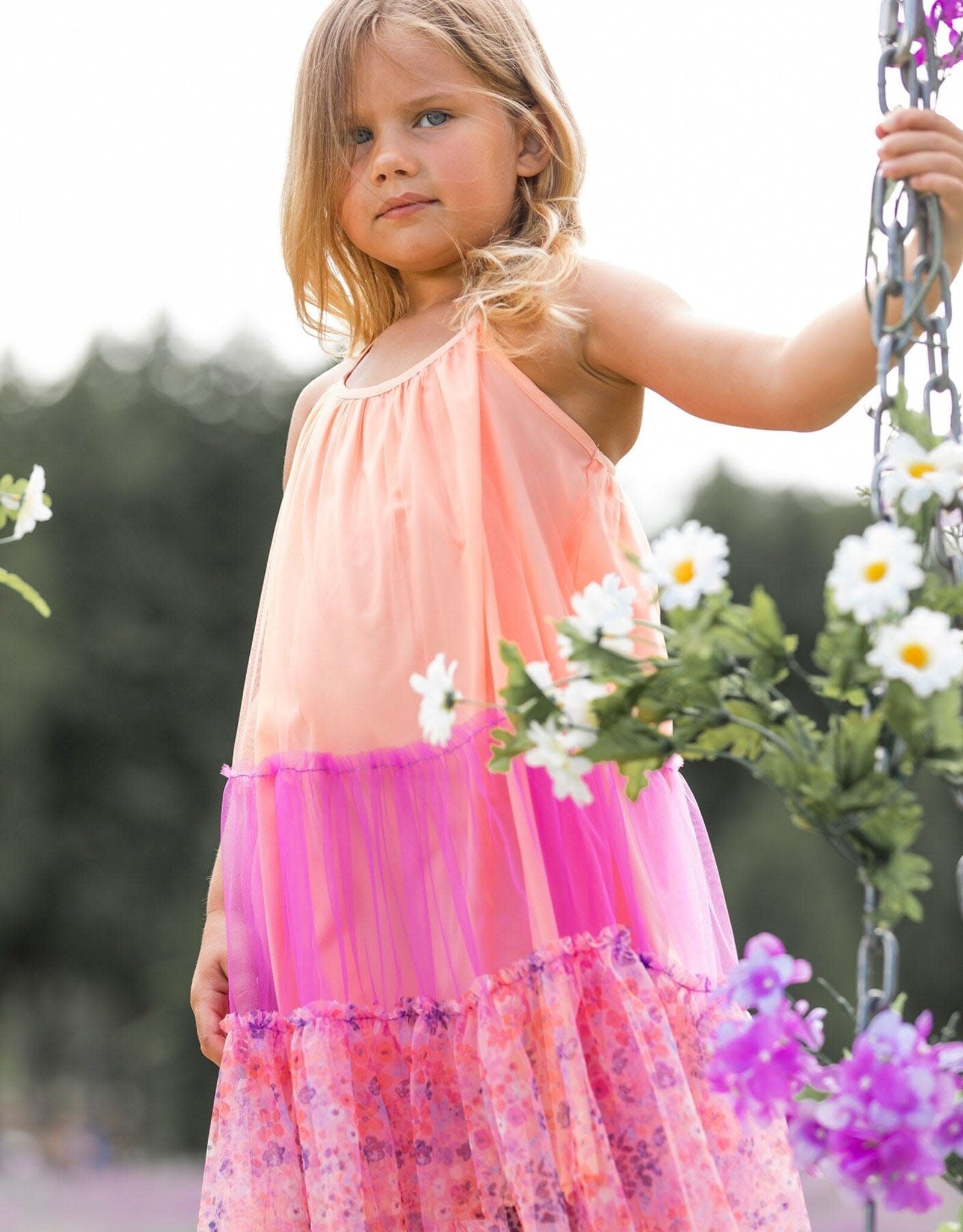 Deux Par Deux Rainbow Color Block Dress