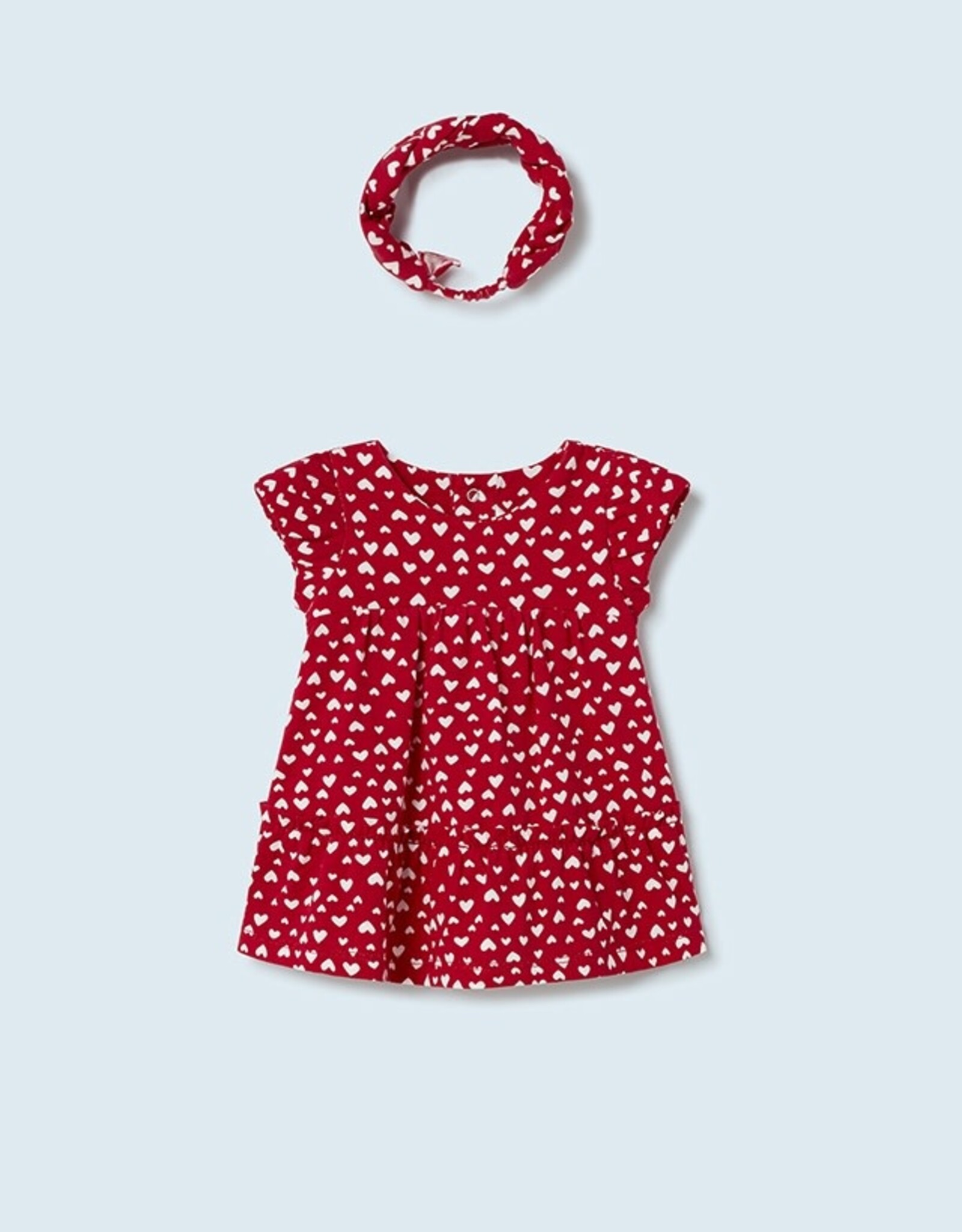 Mayoral Red Heart Knit Dress w/Headband