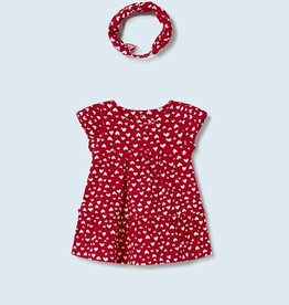 Mayoral Red Heart Knit Dress w/Headband
