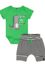 Deux Par Deux Printed Bodysuit and Evolutive Short Set - Island Green