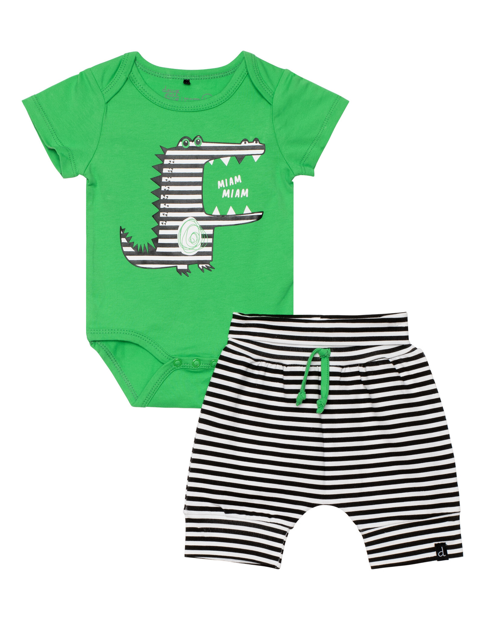 Deux Par Deux Printed Bodysuit and Evolutive Short Set - Island Green