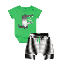 Deux Par Deux Printed Bodysuit and Evolutive Short Set - Island Green