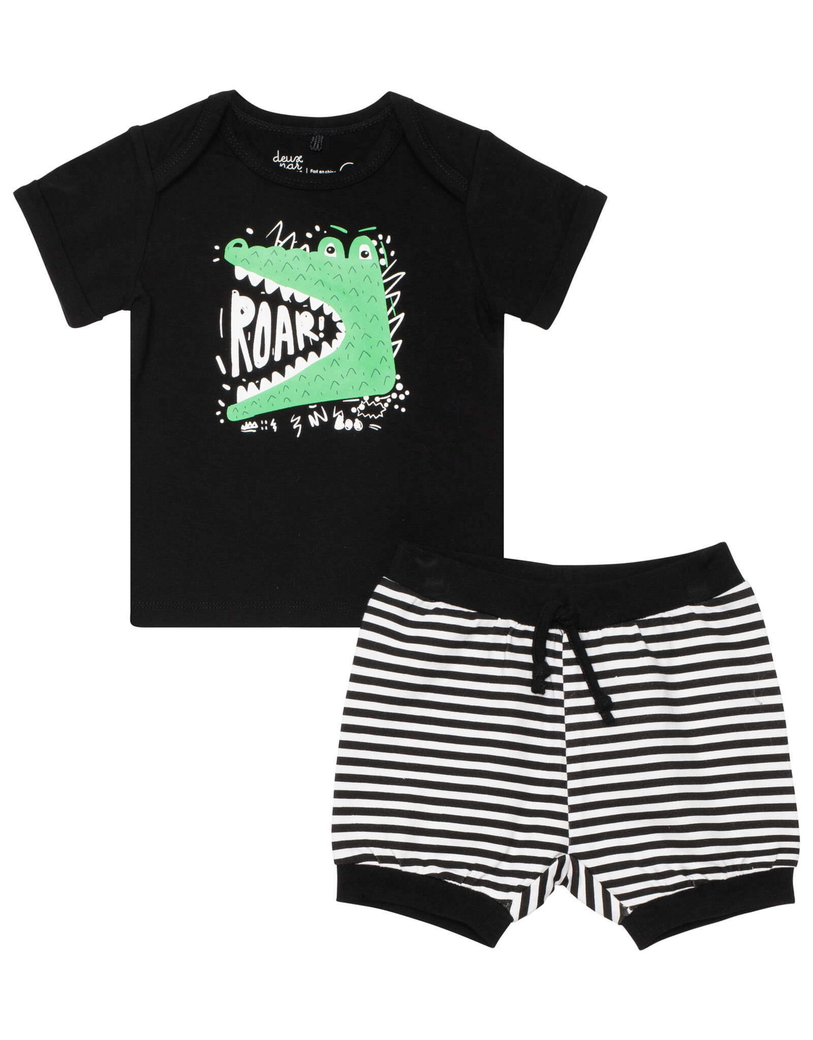 Deux Par Deux Printed Top and Short Set - Anthracite