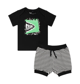 Deux Par Deux Printed Top and Short Set - Anthracite