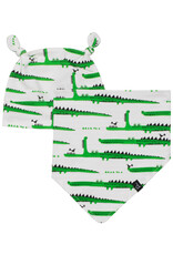 Deux Par Deux Printed Hat And Bib Set Organic Cotton - Crocodiles