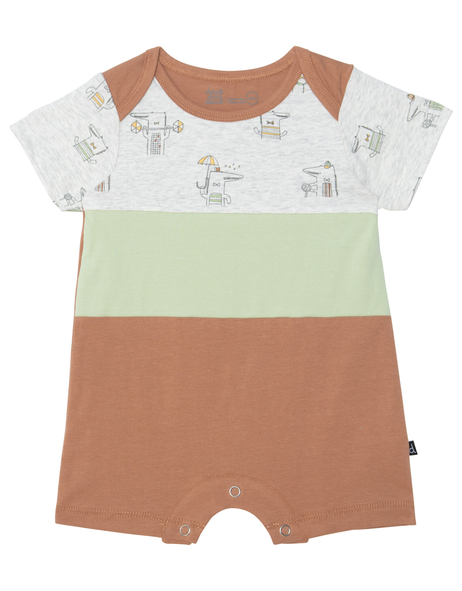 Deux Par Deux Tan Crocodile Organic Romper