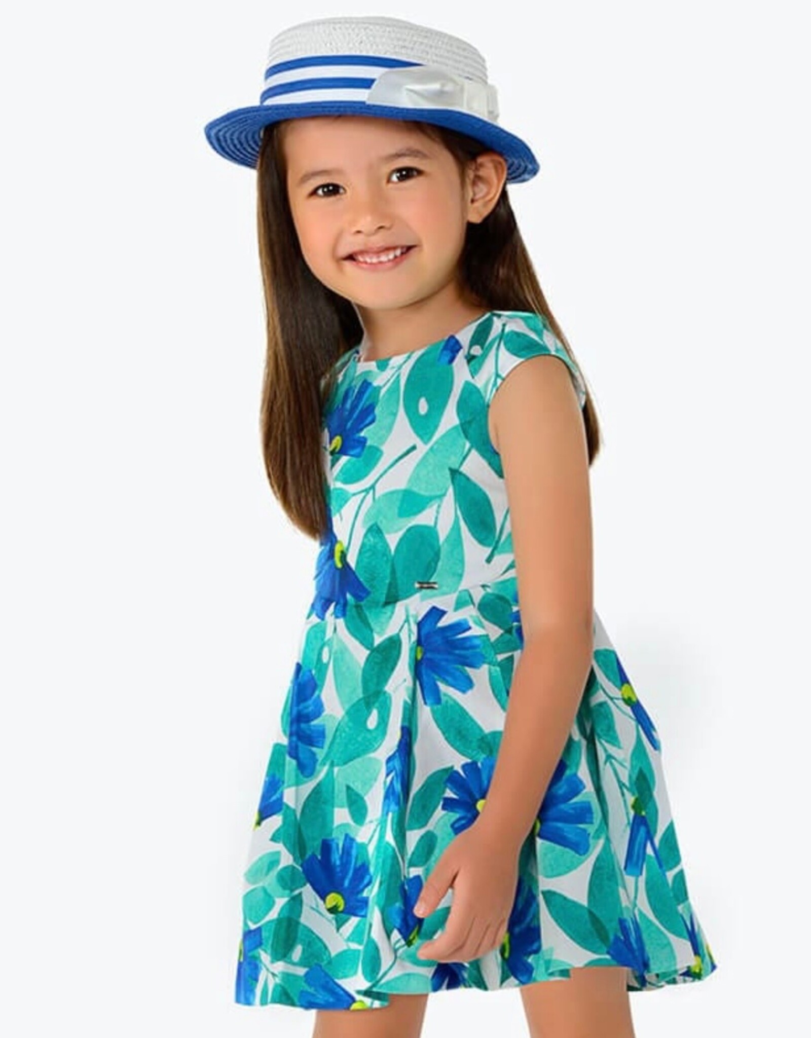 Mayoral Blue and Green Floral Print Dress