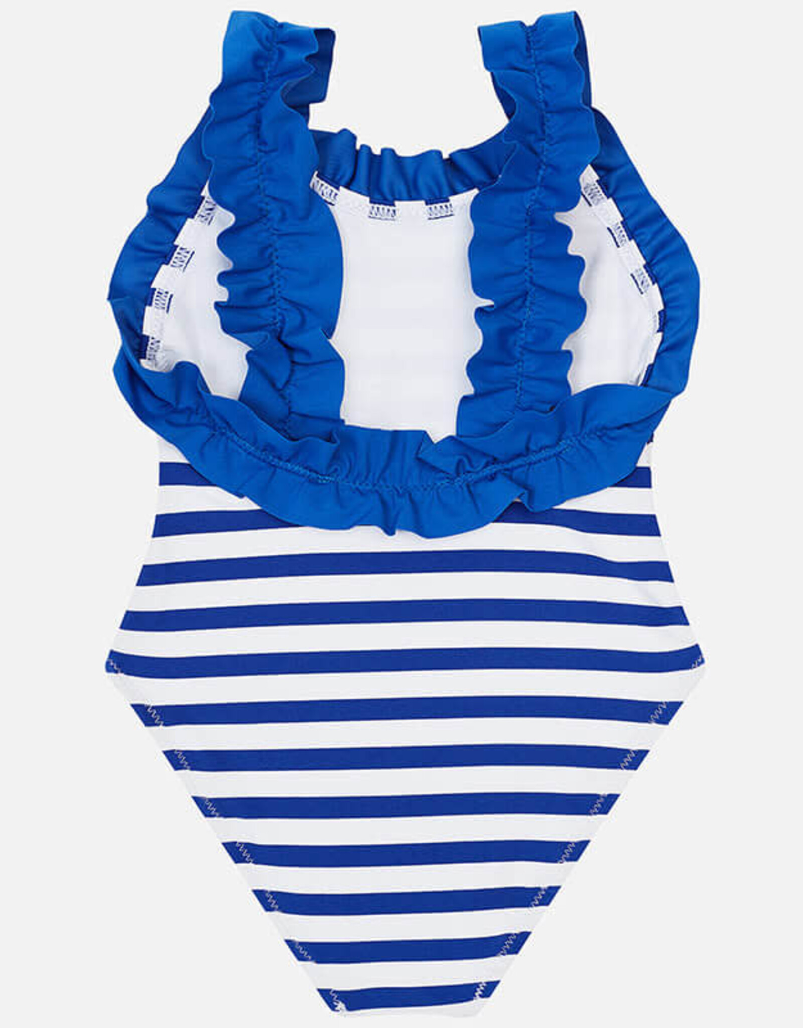 Mayoral Blue Striped One Piece Swimsuit with Flower