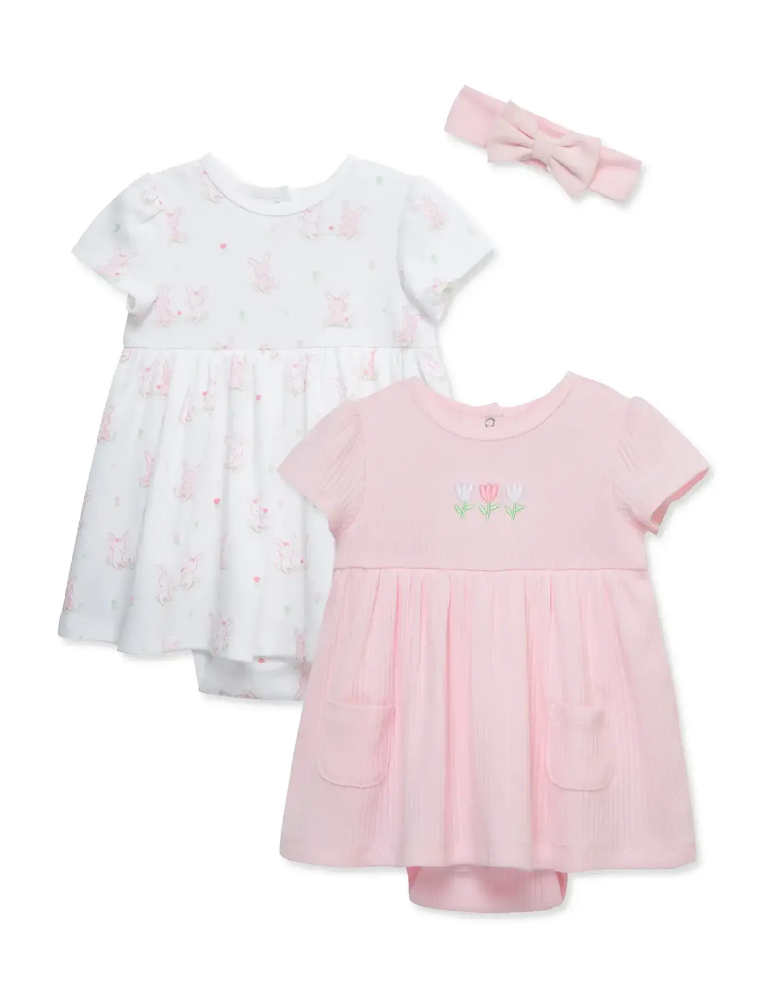 Little Me Cuddly Bunnies 2 Dresses & Headband