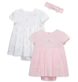 Little Me Cuddly Bunnies 2 Dresses & Headband