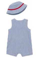 Little Me Baseball Woven Sunsuit & Hat