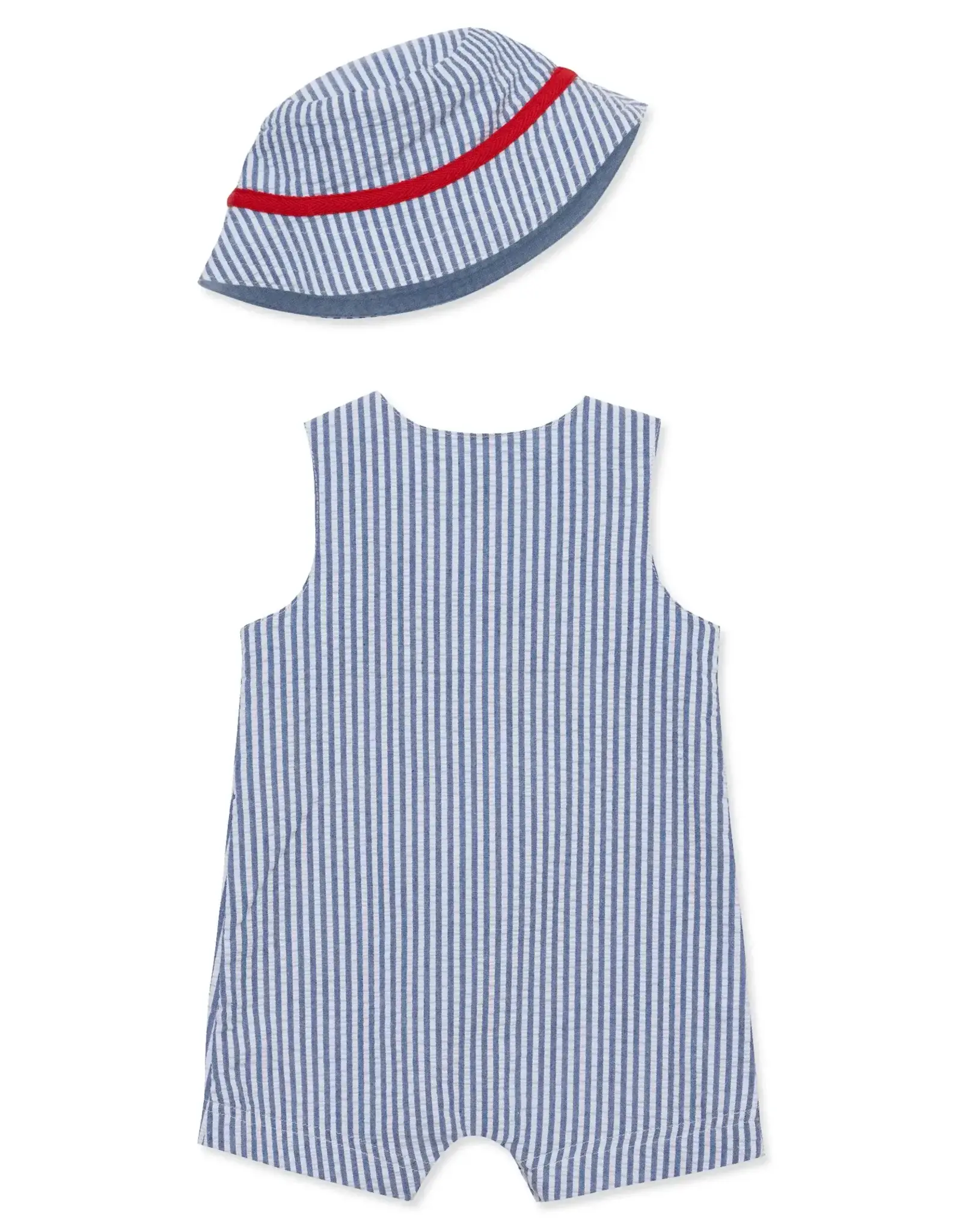 Little Me Baseball Woven Sunsuit & Hat