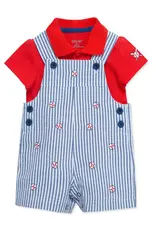 Little Me Baseball Woven Shortall Set