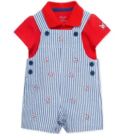 Little Me Baseball Woven Shortall Set