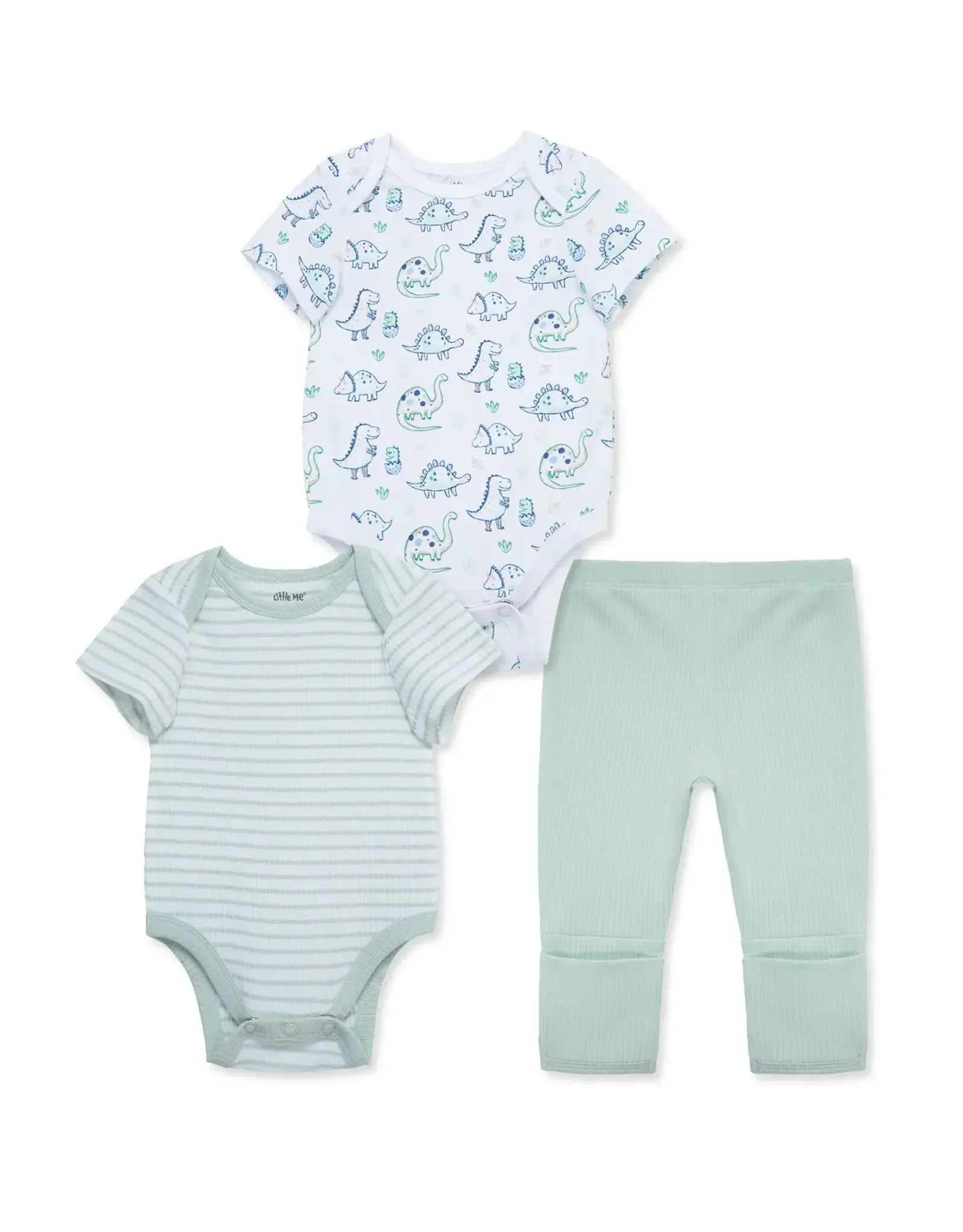 Little Me Dino Friends 3-Piece Bodysuit & Pant Set