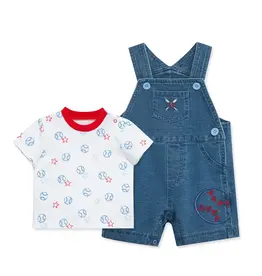 Little Me Baseball Knit Shortall