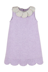 Casero Lilac Petal Print Scallop Dress