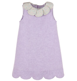 Casero Lilac Petal Print Scallop Dress