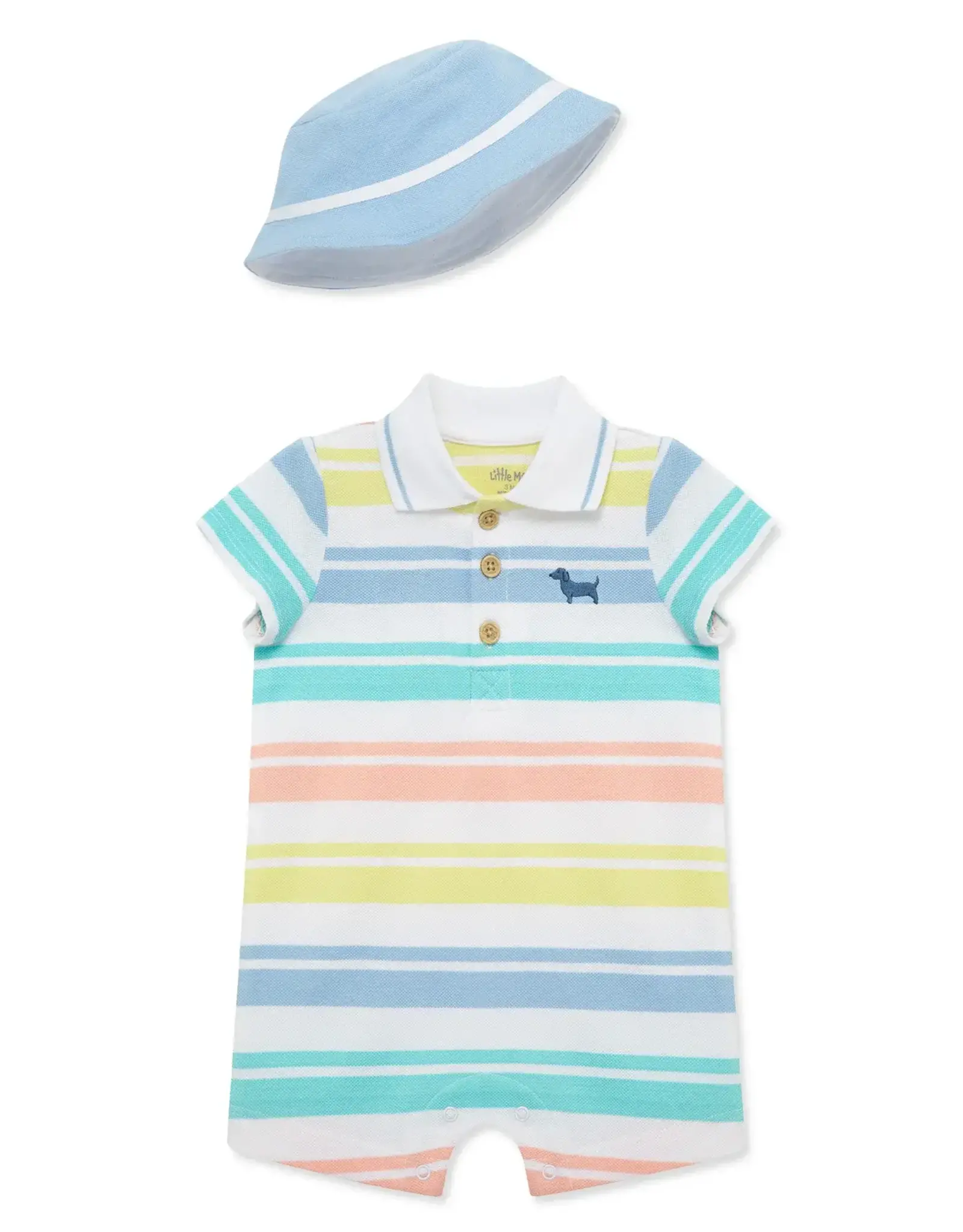 Little Me Spring Wide Stripe Romper & Hat