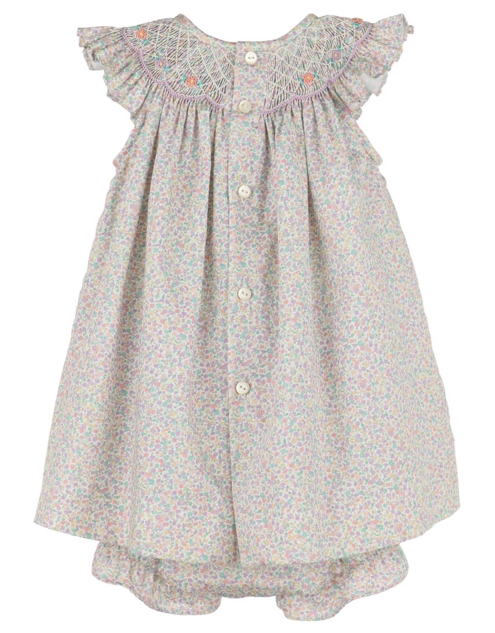 Casero Floral Print Smock Bishop Dress