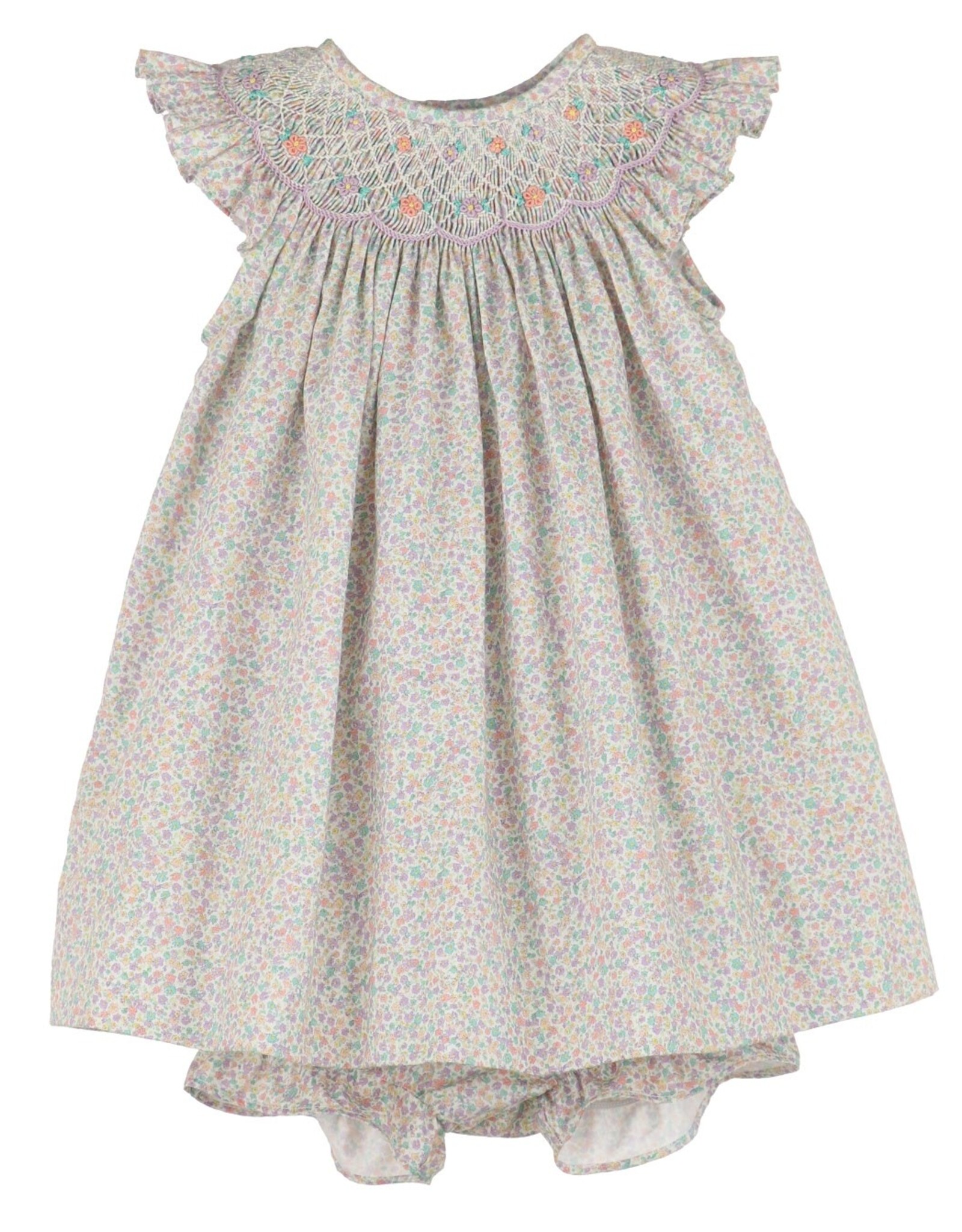 Casero Floral Print Smock Bishop Dress