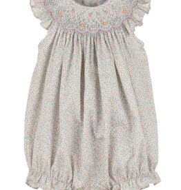 Casero Floral Print Smocked Bubble