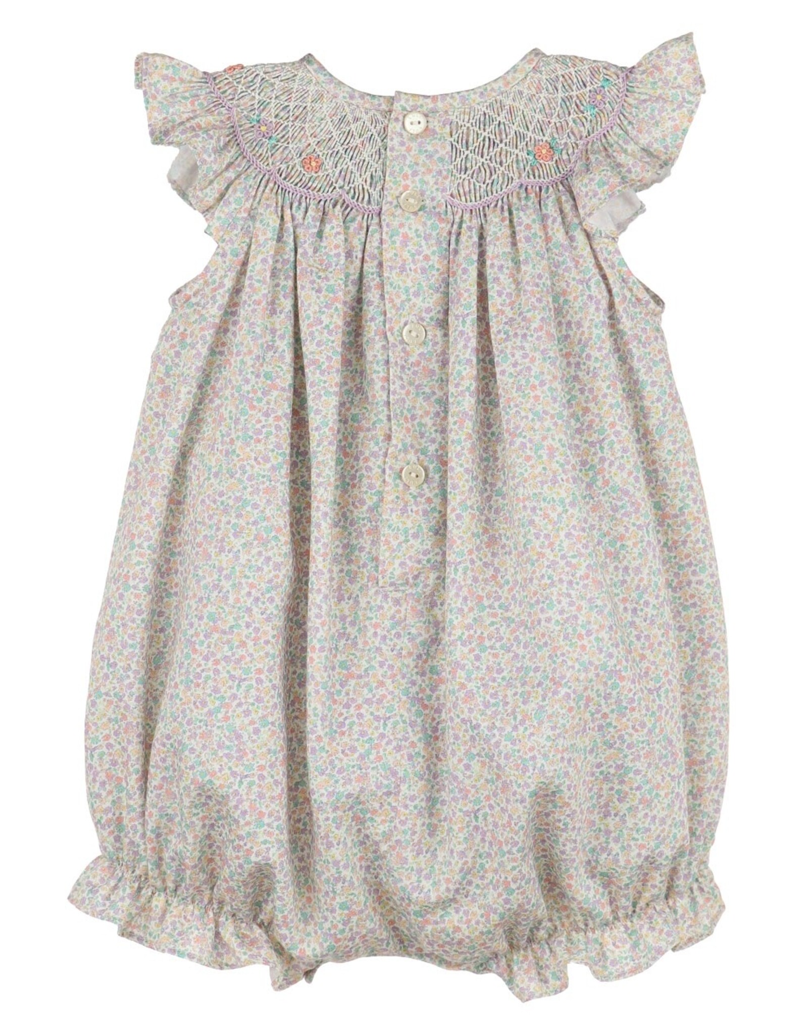 Casero Floral Print Smocked Bubble