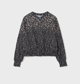 Mayoral Black Poppy Printed Blouse