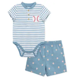 Little Me Striped Baseball Short Set