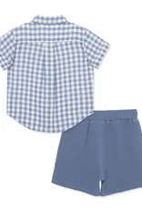 Little Me Blue Check Woven Short Set Little Me Blue Check Woven Short Set