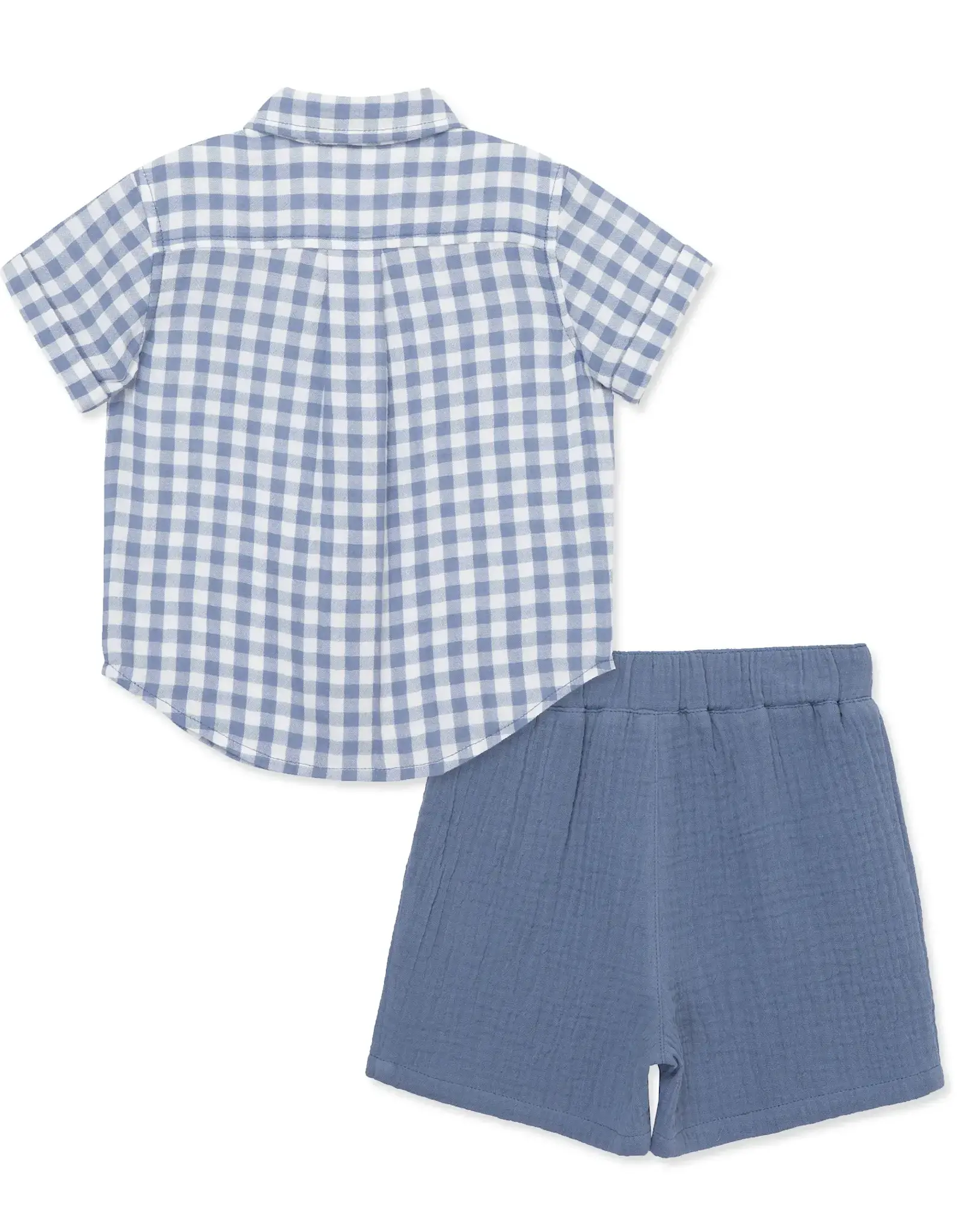 Little Me Blue Check Woven Short Set
