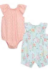 Little Me Rose Meadow Rompers (2pc)