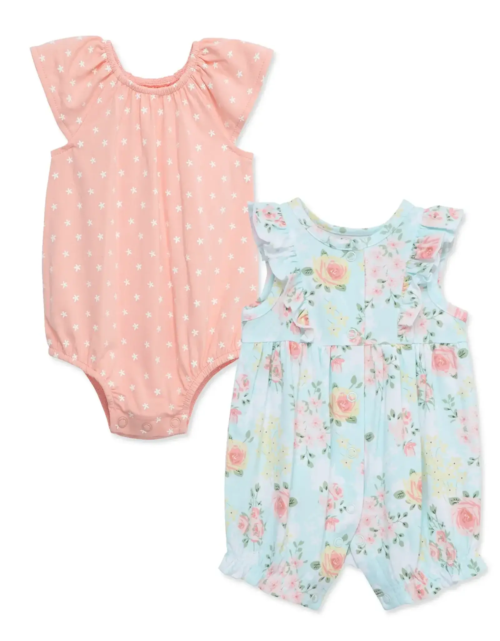 Little Me Rose Meadow Rompers (2pc)