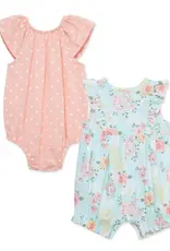 Little Me Rose Meadow Rompers (2pc)