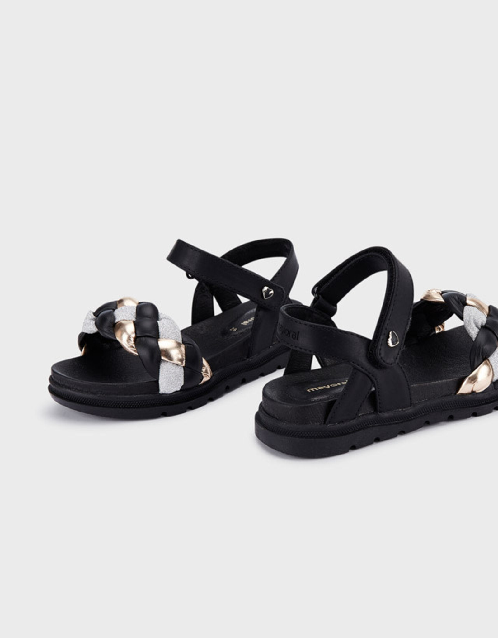 Mayoral Black Sandals w/Gold Accent