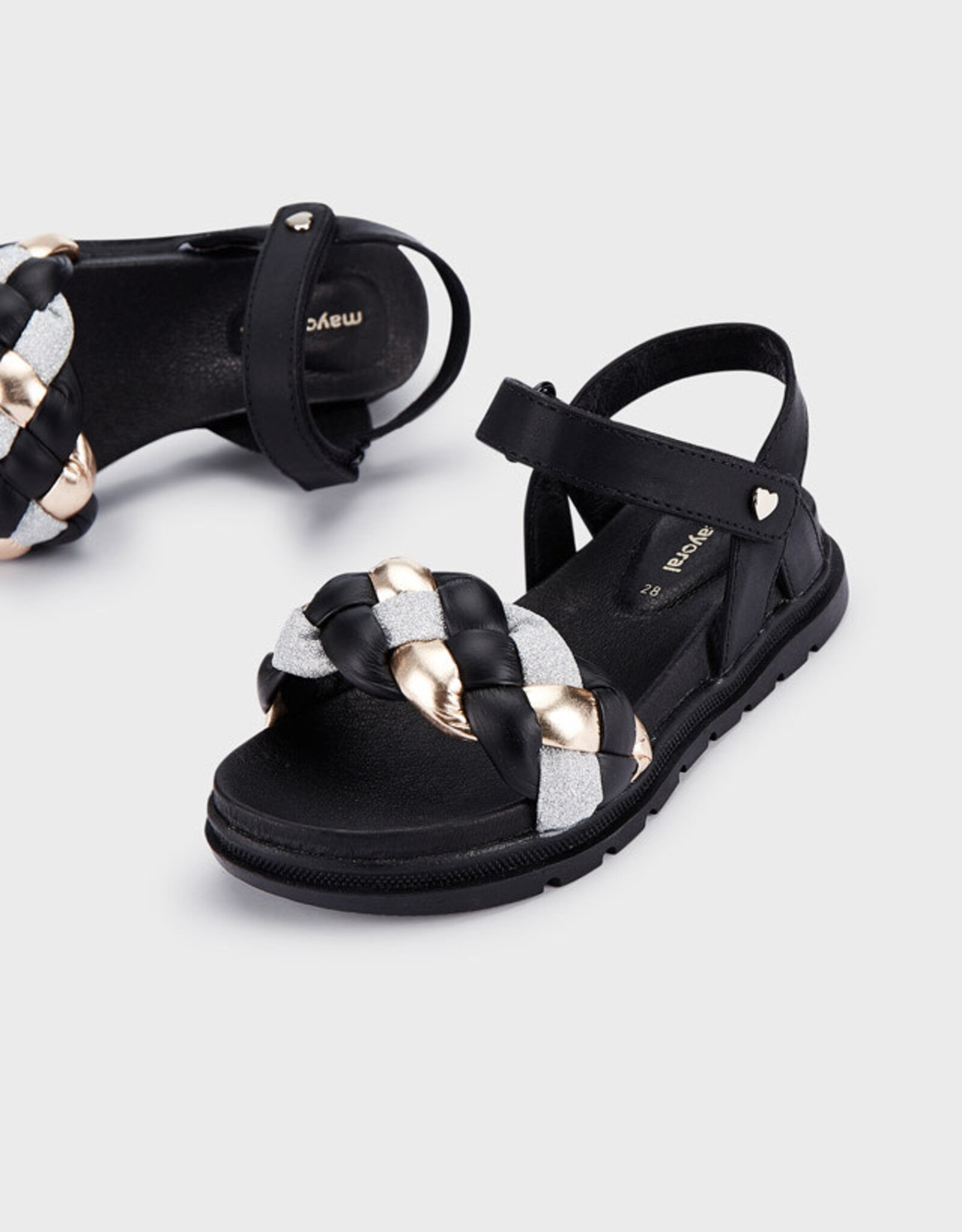 Mayoral Black Sandals w/Gold Accent