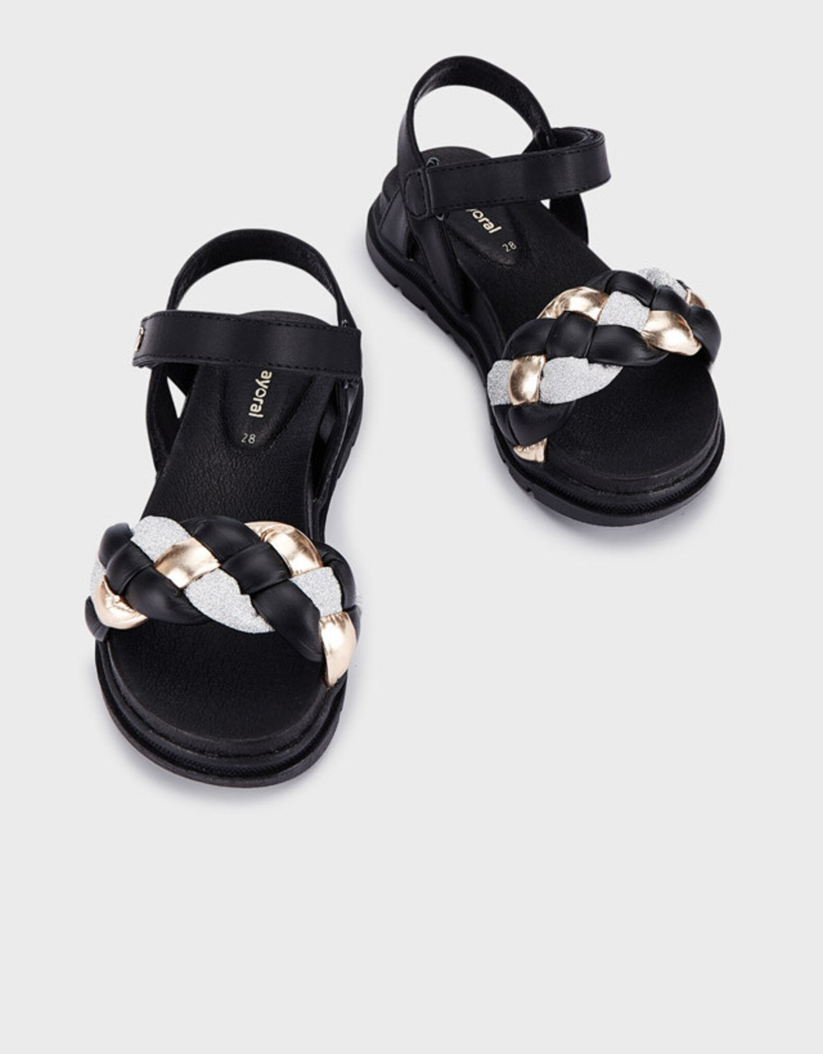 Mayoral Black Sandals w/Gold Accent