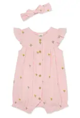 Little Me Floral Gauze Romper & Headband Set