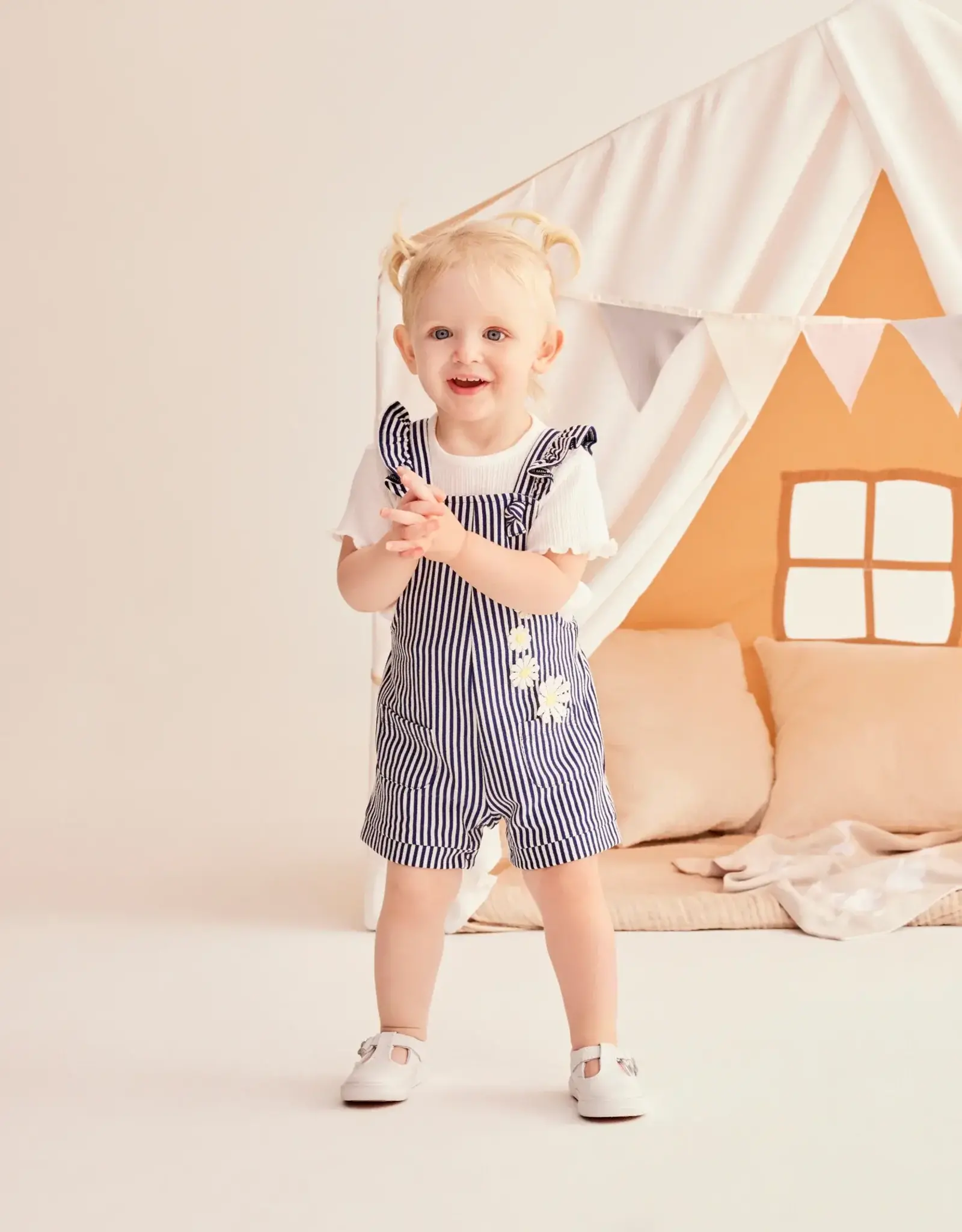 Little Me Daisy Knit Shortall Set