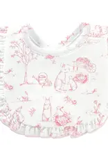 Baby Club Chic Pink Toile Bunnies Ruffled Bib
