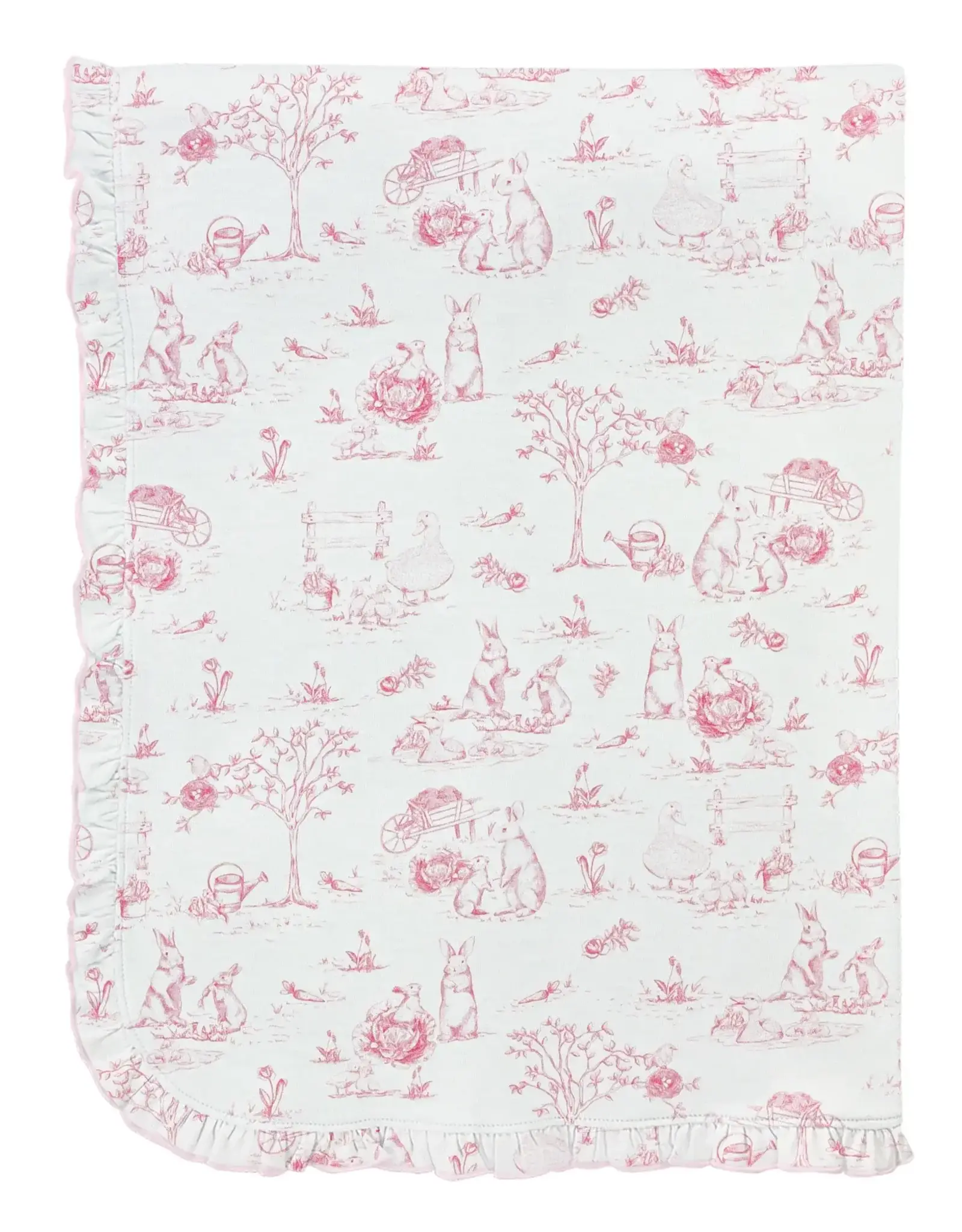Baby Club Chic Pink Toile Bunnies Ruffled Blanket