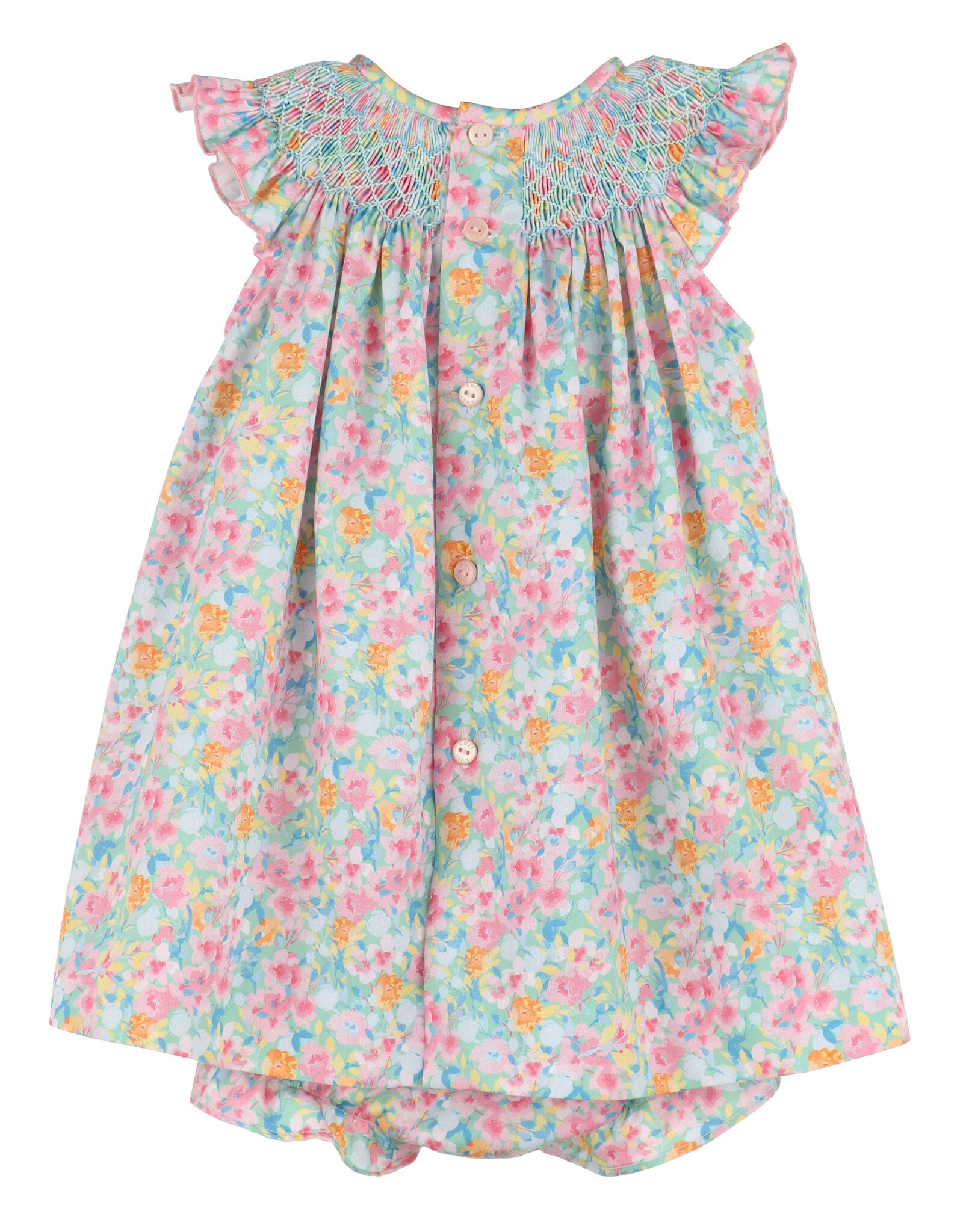 Casero Fuchsia Wildflowers Smock Bishop Dress