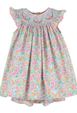 Casero Fuchsia Wildflowers Smock Bishop Dress
