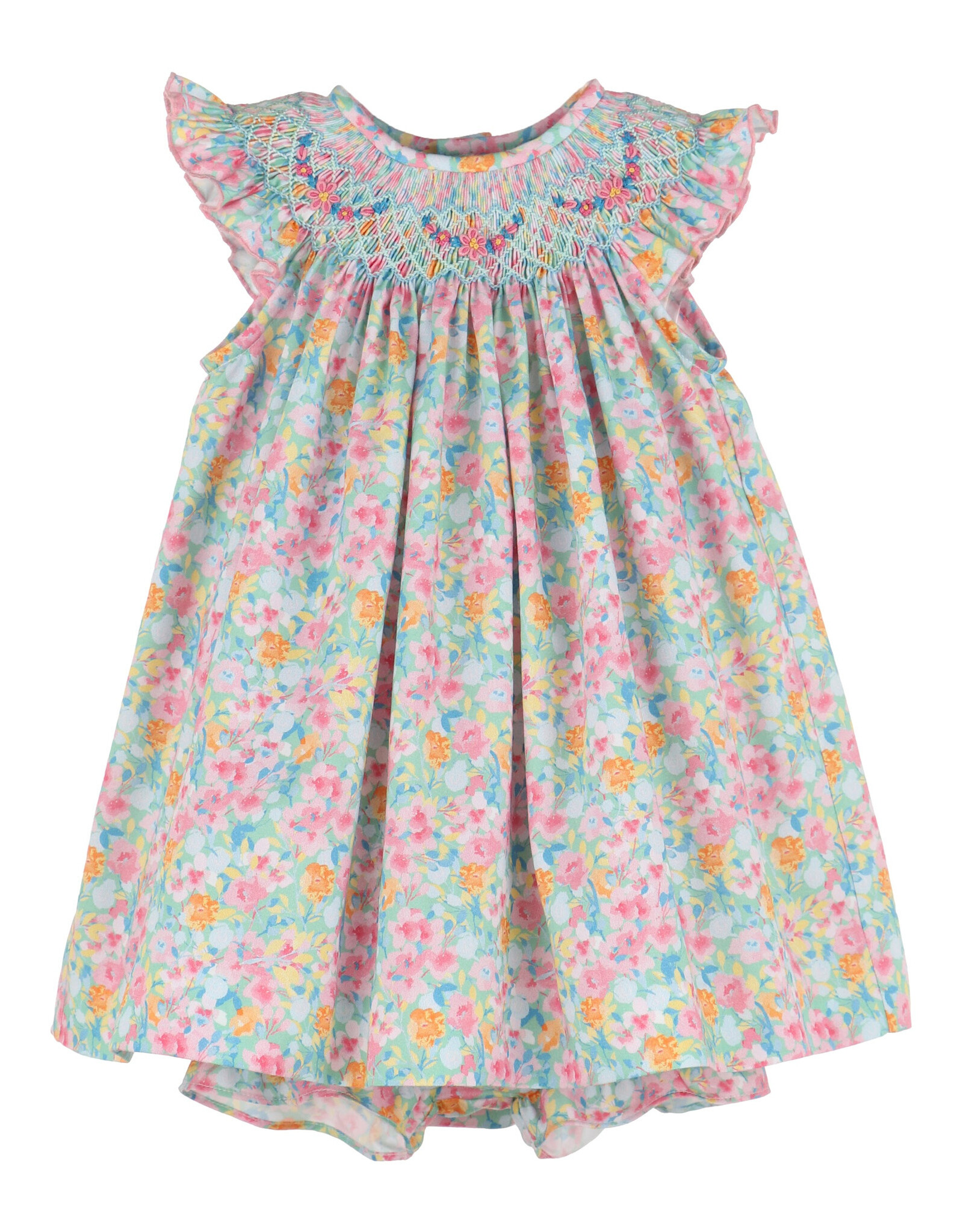 Casero Fuchsia Wildflowers Smock Bishop Dress