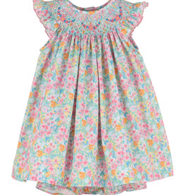 Casero Fuchsia Wildflowers Smock Bishop Dress