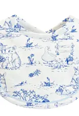 Blue Toile Bunnies Bib