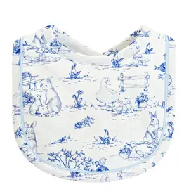 Blue Toile Bunnies Bib